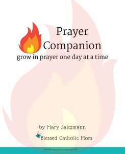 Image of th cover of the Prayer Companion: Grow in prayer one day at a time from Blessed Catholic Mom.