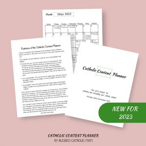 Mock up image of the Catholic Content Planner 2023
