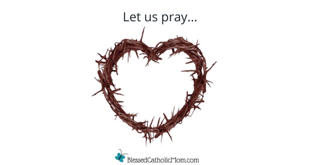 Image of a heart of thorns. Above it are the words Let us pray... and below is the logo for Blessed Catholic Mom.