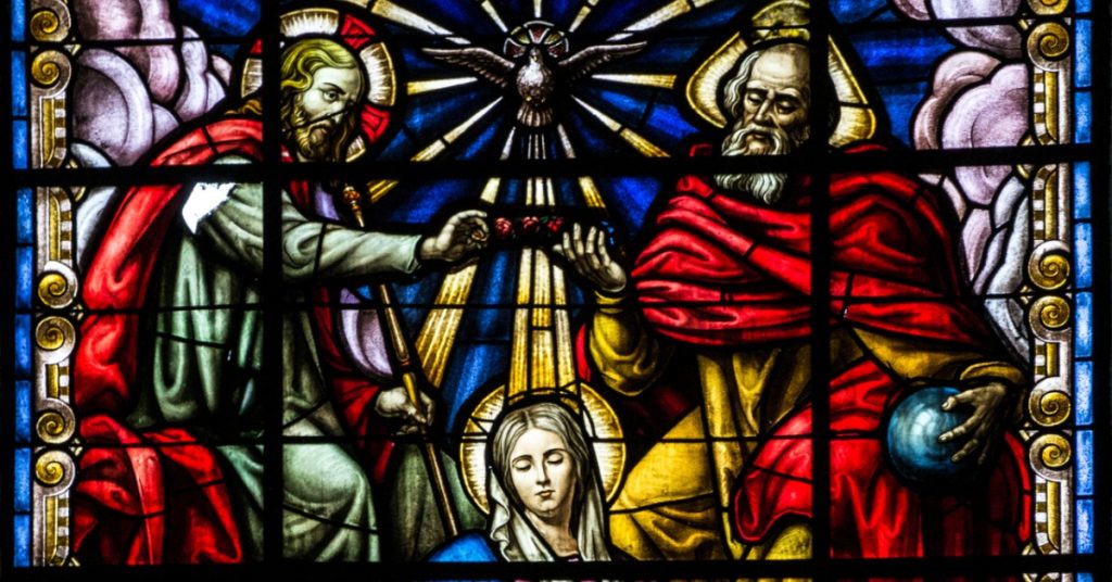 The fifth Glorious Mystery: the crowing on Mary as Queen of Heaven and Earth.