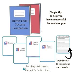 Image of a mockup of the Homeschool Success Companion form Blessed Catholic Mom.