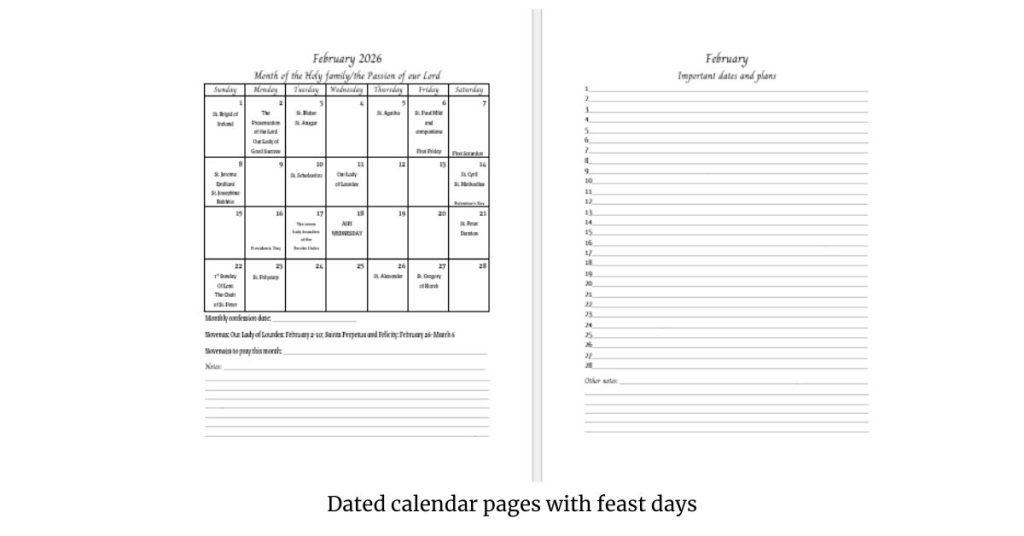 Image of Blessed Catholic Planner layout.